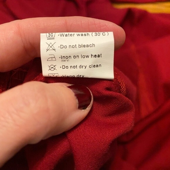 ReoRia Scarlet Red 50s Vintage Long Sleeve Large Pleated Dress - Picture 10 of 10